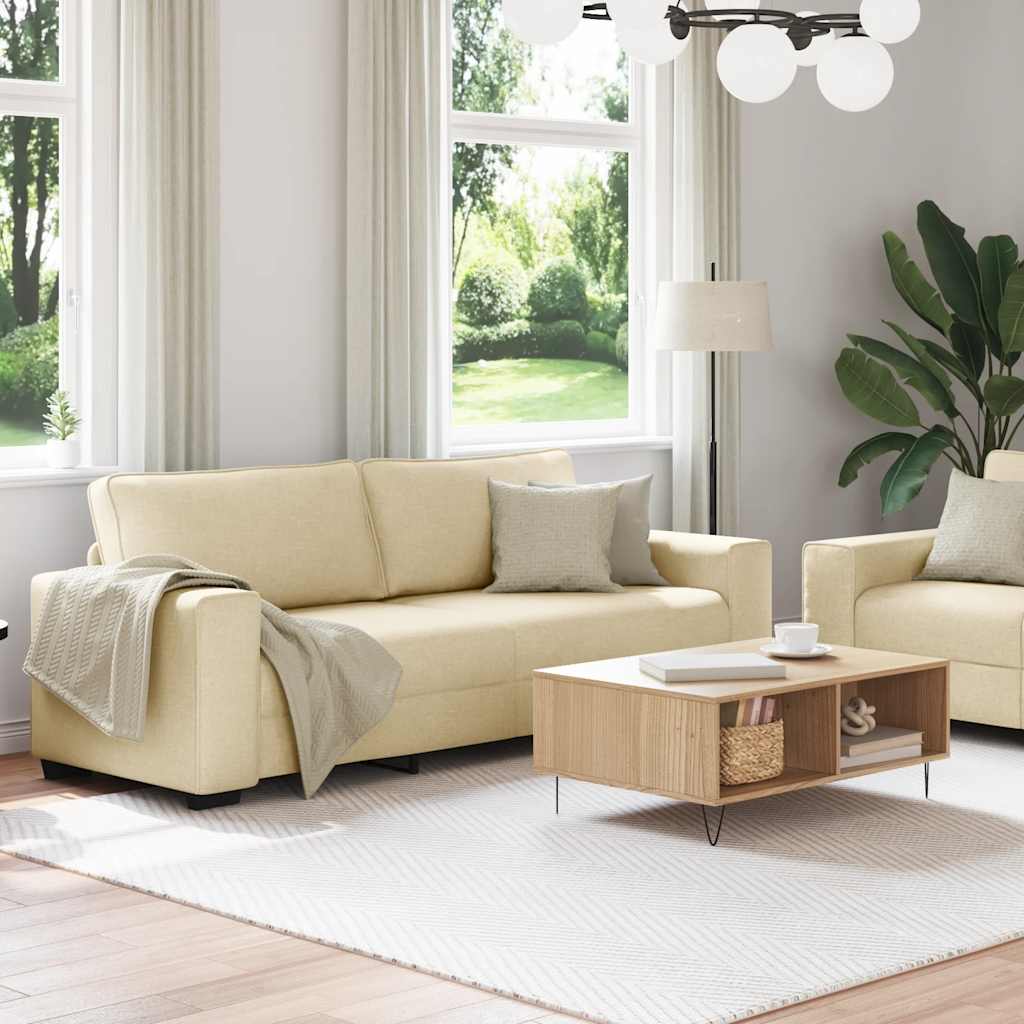 Ensemble de canapé 2 pièces avec coussins en tissu crème