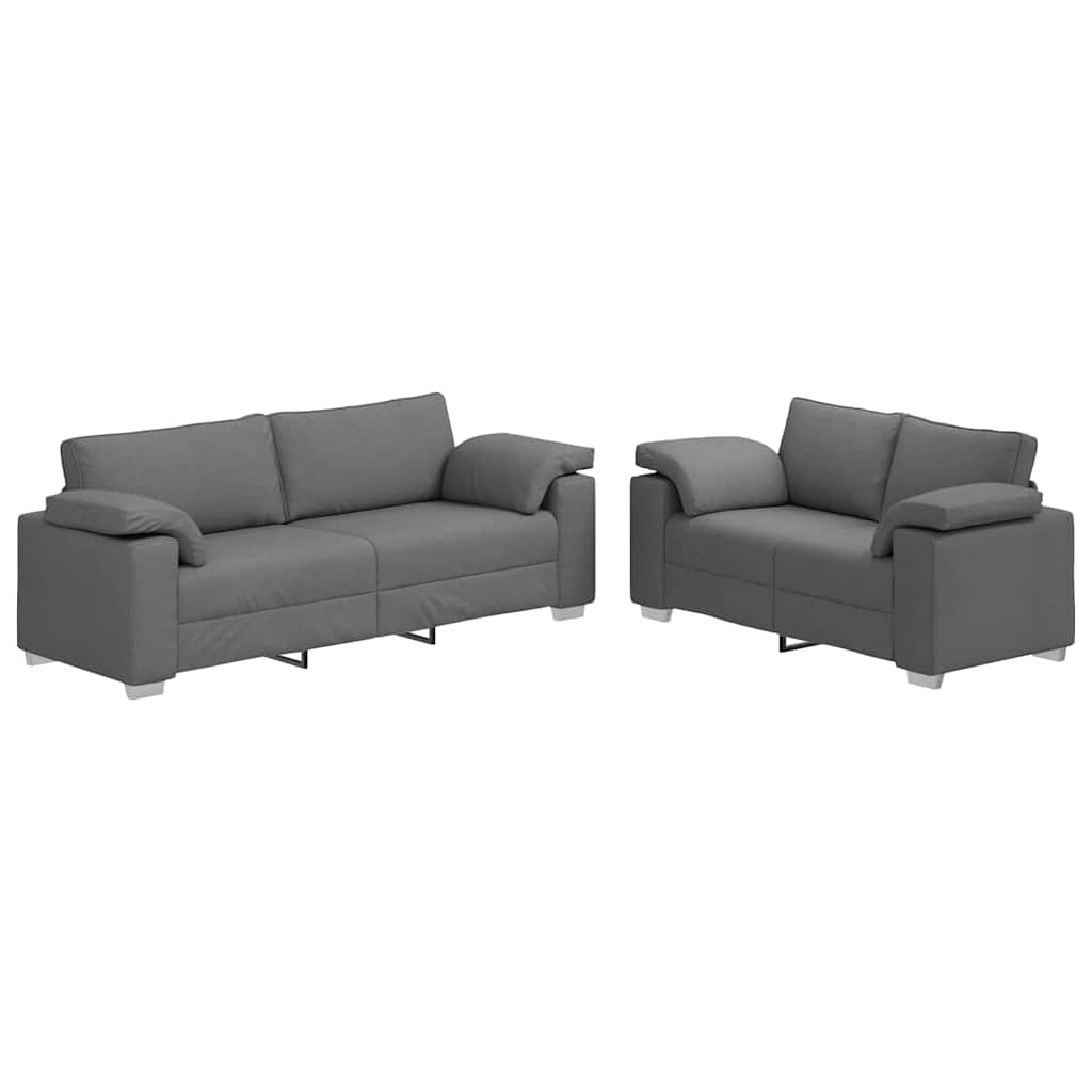 Sofa Set 2 pcs Dunkelgrau 219 x 77 x 82 cm Stoff