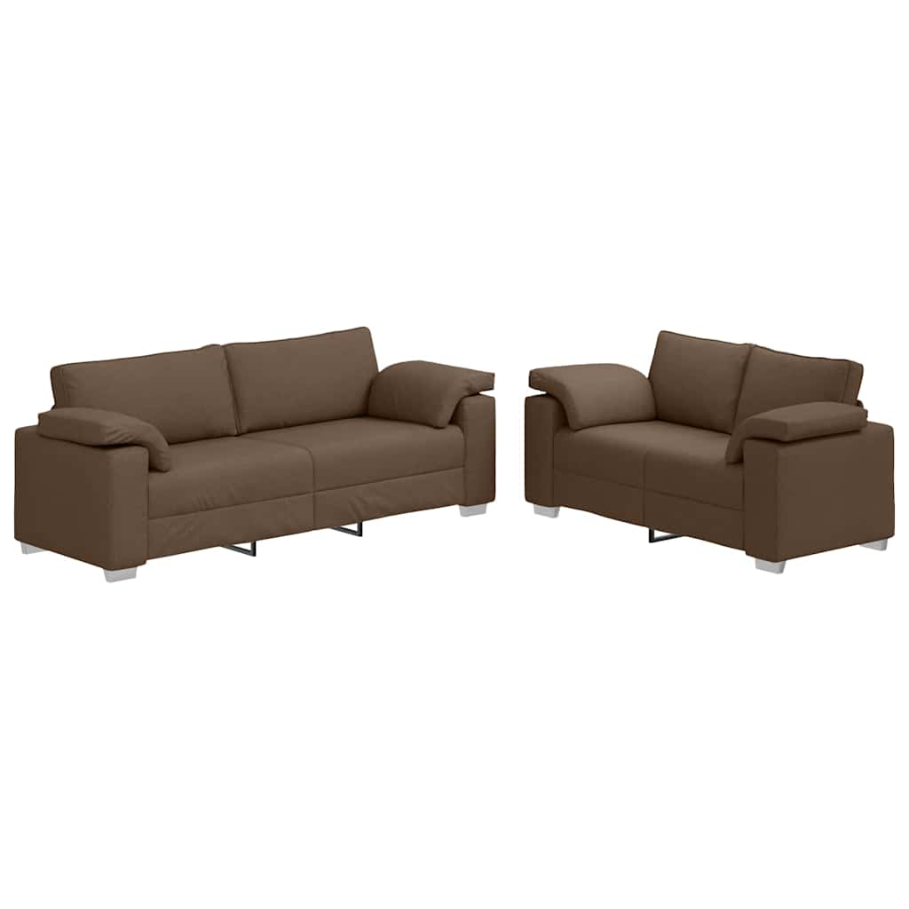 Sofa Set 2 pcs Braun 219 x 77 x 82 cm Stoff