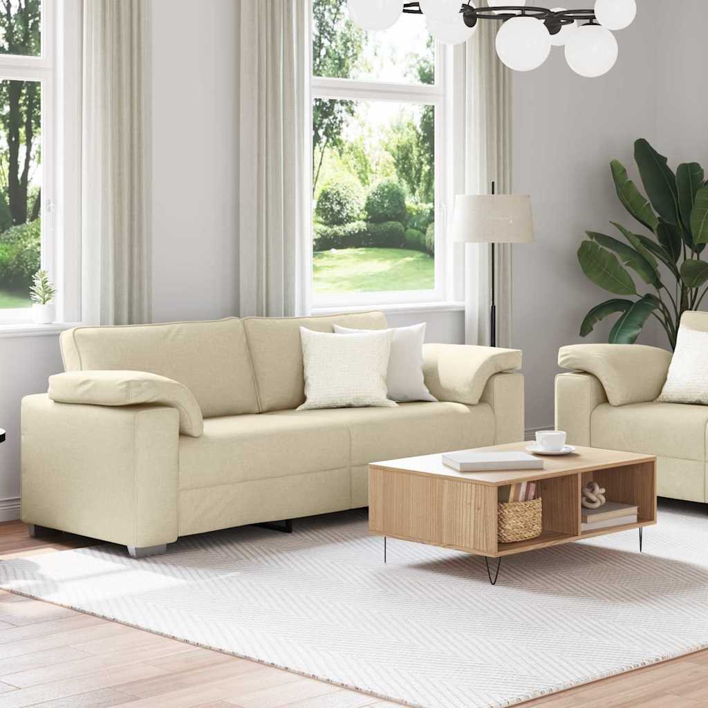 Sofa Set 2 pcs Creme 219 x 77 x 82 cm Stoff