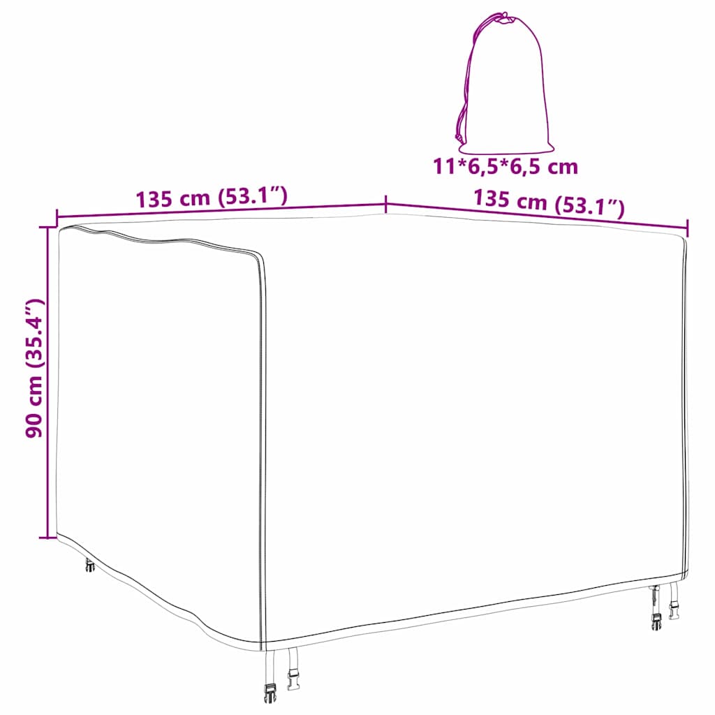 Möbelbezug Schwarz 135 x 135 x 90 cm 420D Oxford-Gewebe