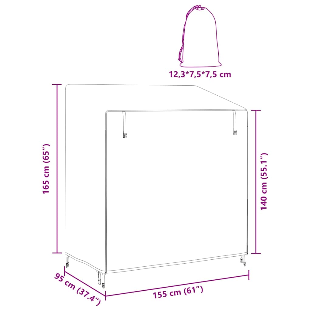 Hollywoodschaukel-Abdeckung 155 x 95 x 165 cm 210D Oxford Stoff