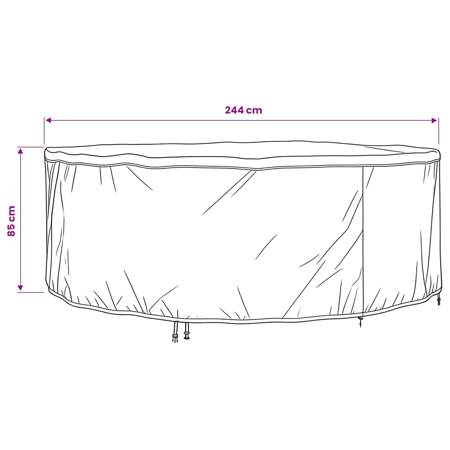 Möbelbezug Schwarz 244 x 244 x 85 cm 210D Oxford Stoff