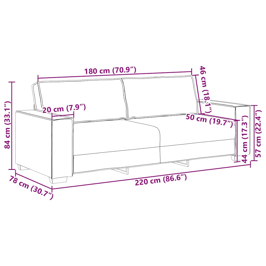 3-Sitzer-Sofa Hellgrau 180 cm Stoff