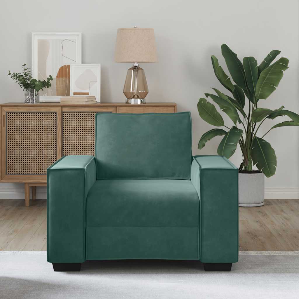 Fauteuil vert foncé 60 cm velours