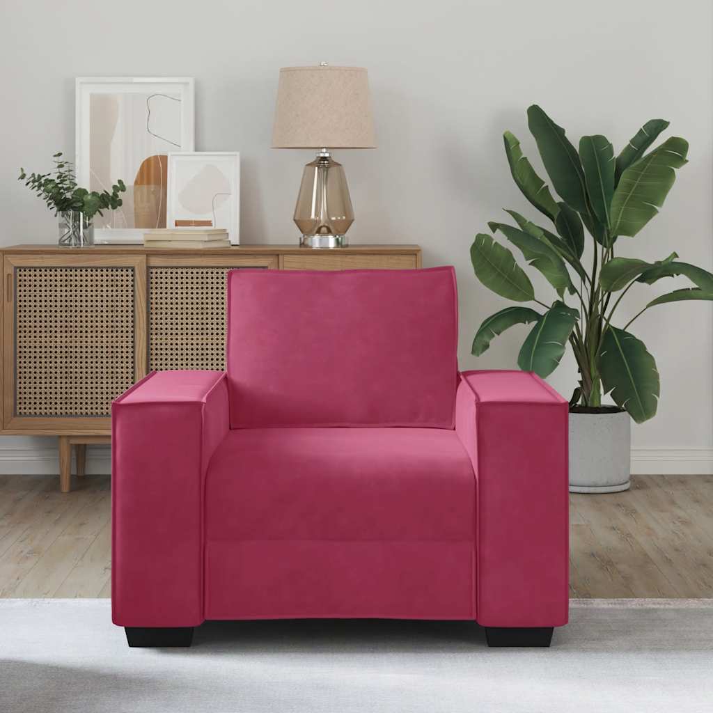Fauteuil bordeaux 60 cm velours