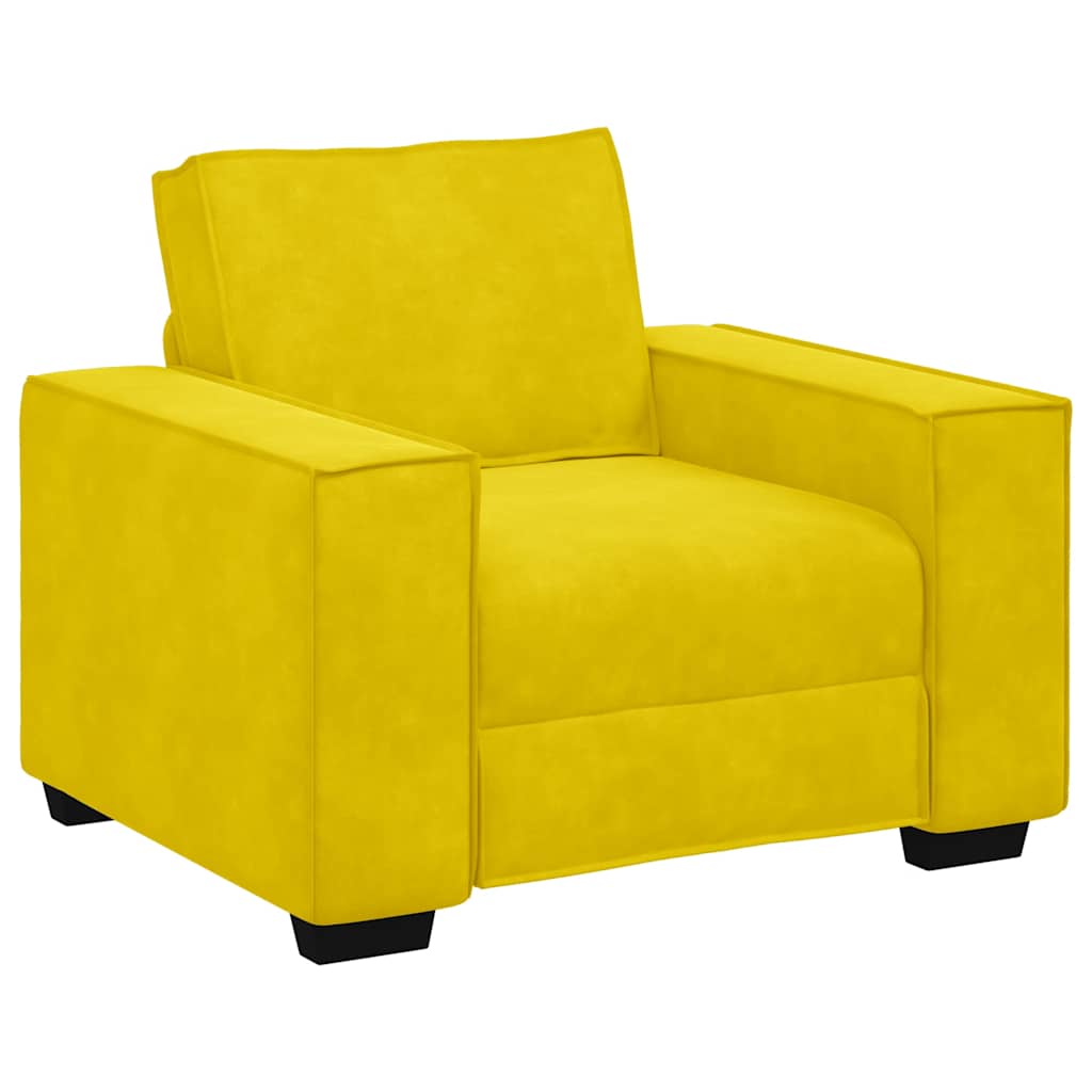 Fauteuil jaune 60 cm velours