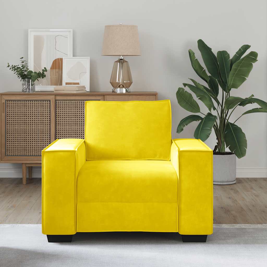 Fauteuil jaune 60 cm velours