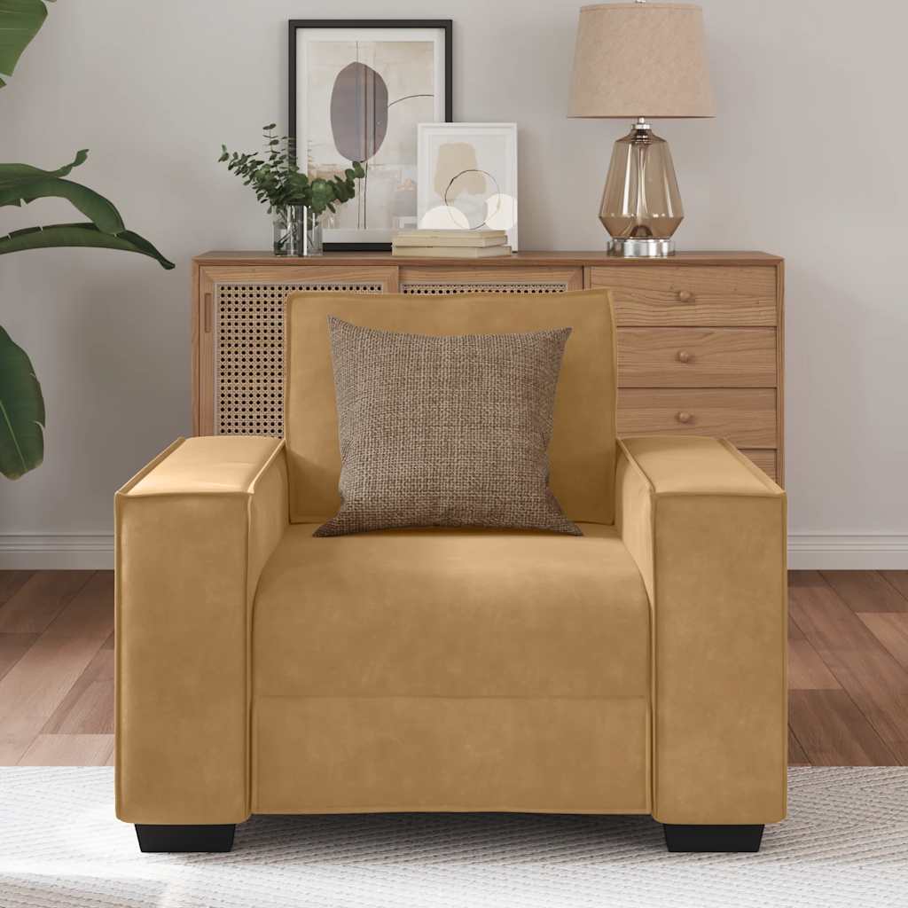 Fauteuil marron 60 cm velours