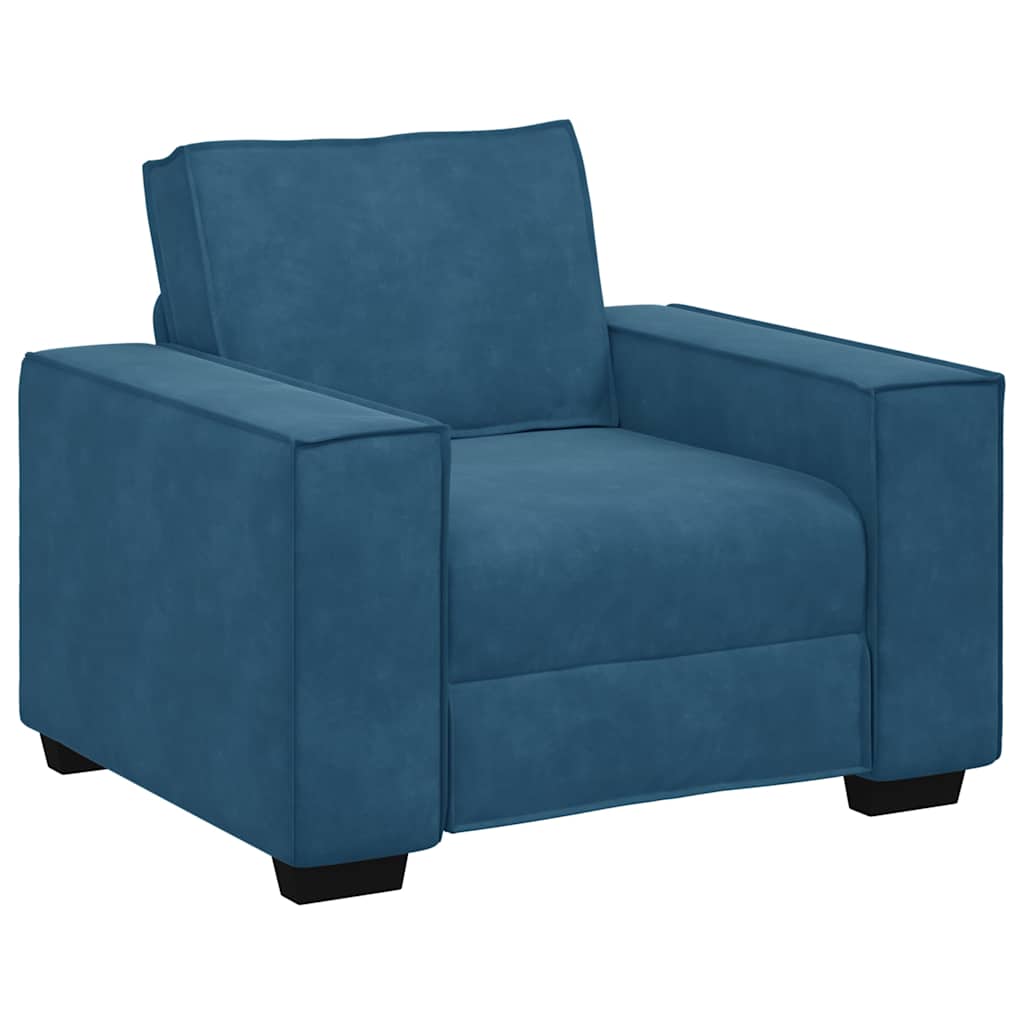 Fauteuil bleu 60 cm velours