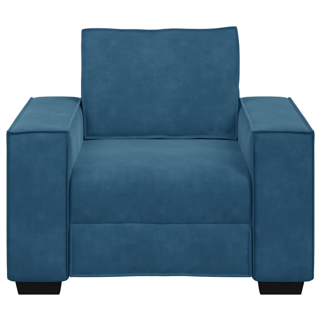 Fauteuil bleu 60 cm velours