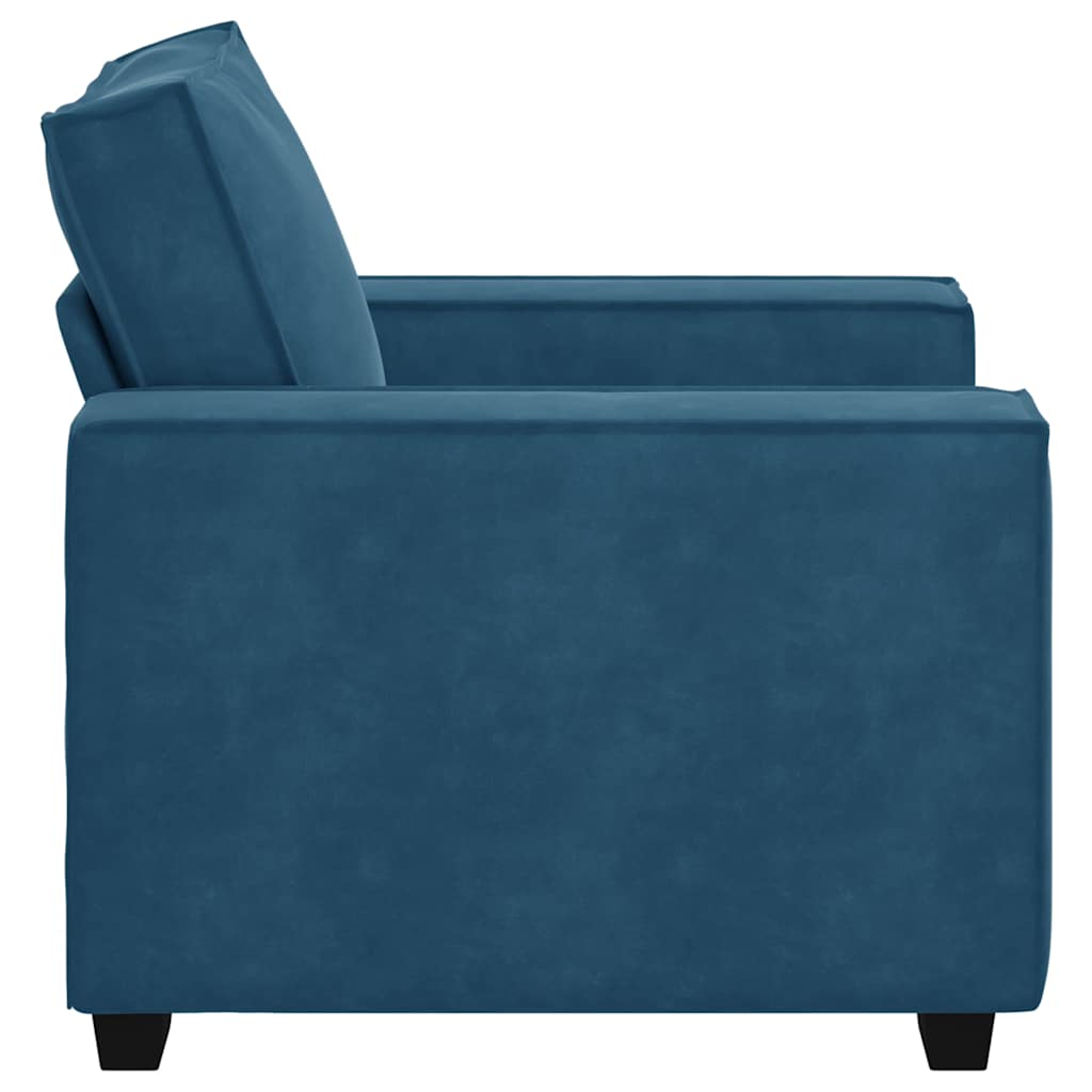 Fauteuil bleu 60 cm velours