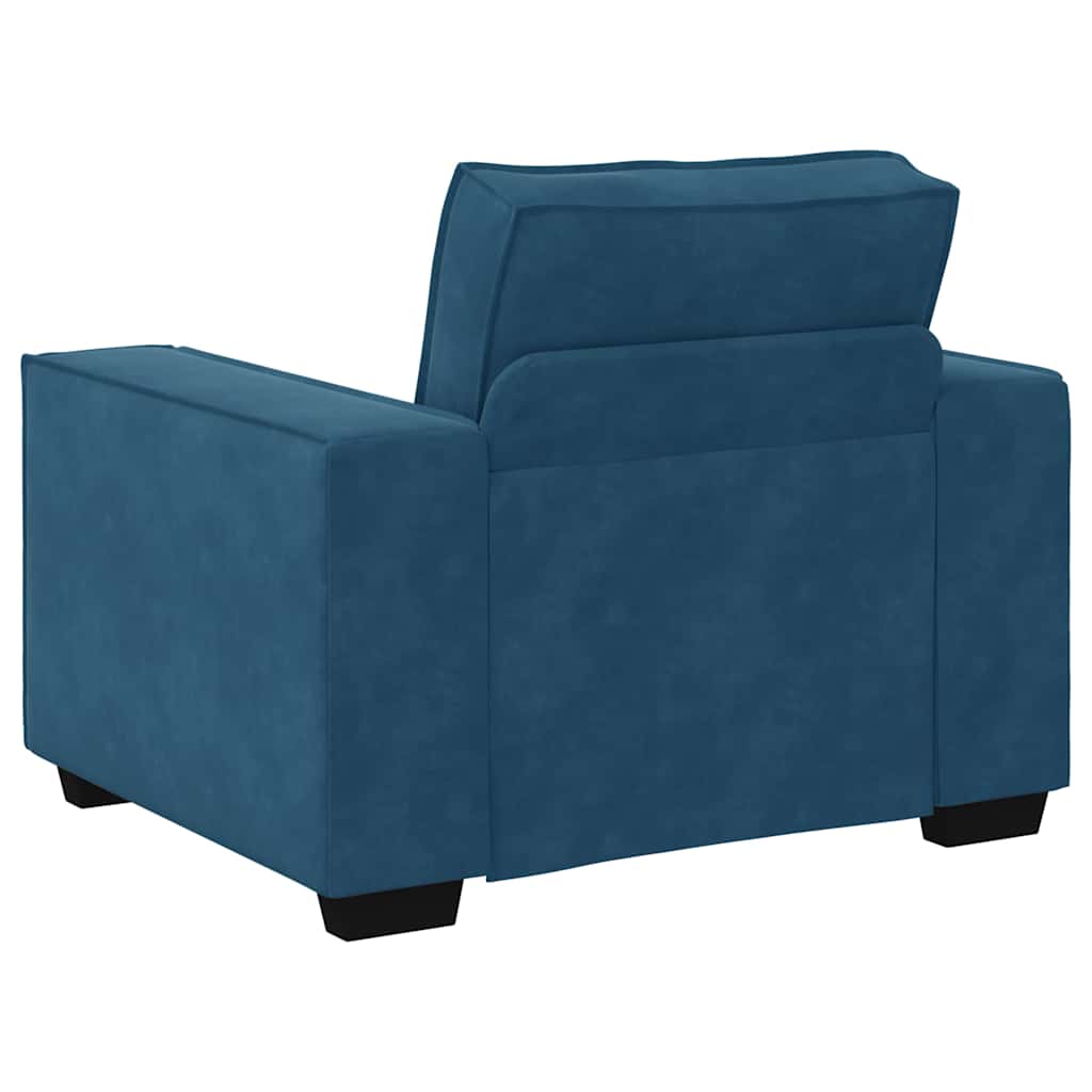 Fauteuil bleu 60 cm velours
