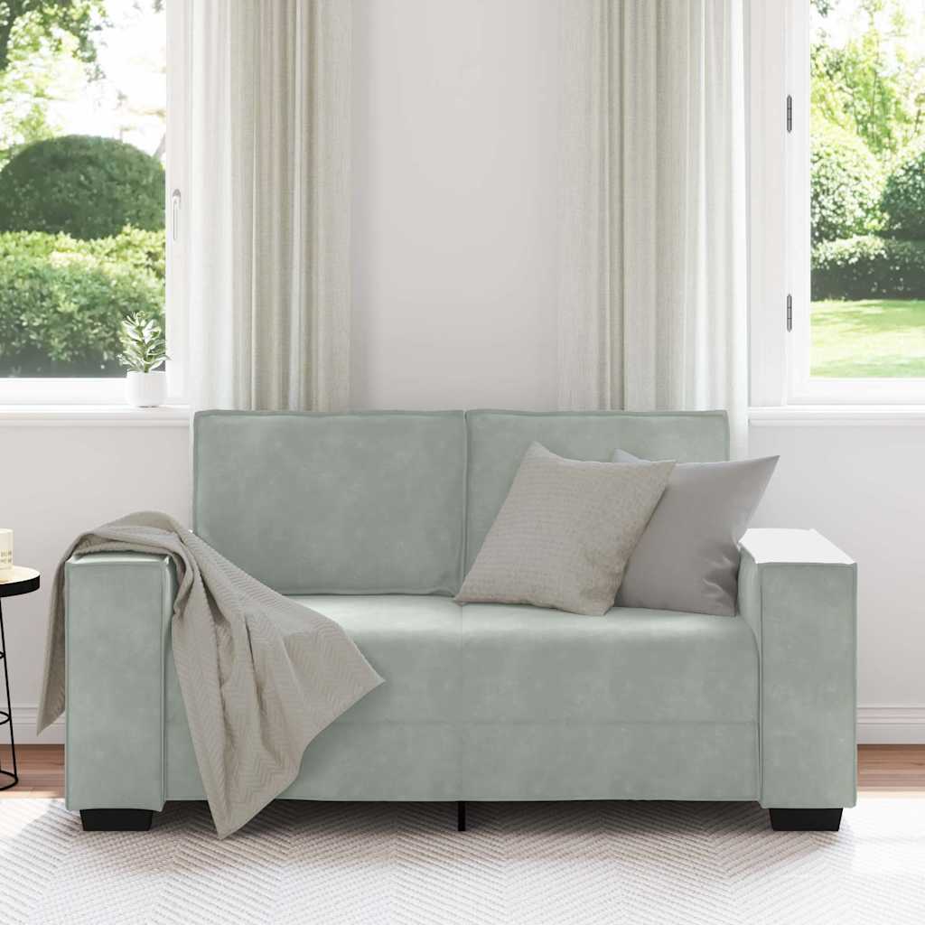 Canapé 2 places gris clair 120 cm velours