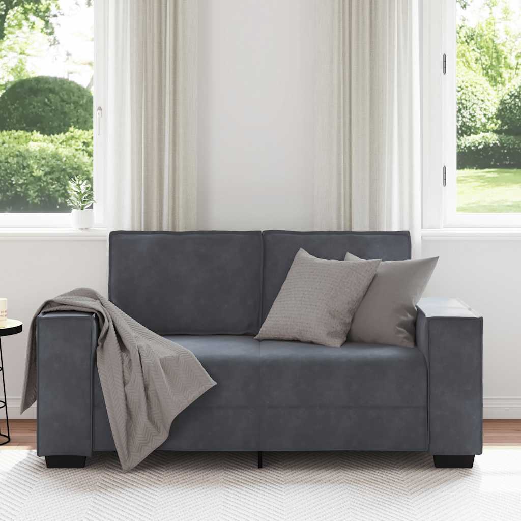 Canapé 2 places velours gris foncé 120 cm