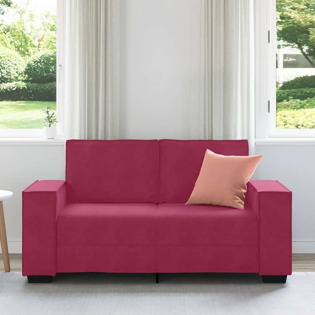 Canapé 2 places bordeaux 120 cm velours