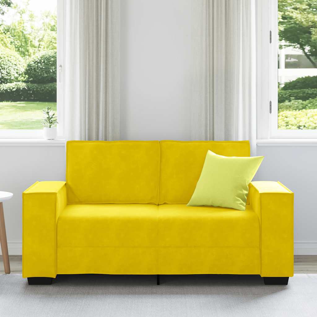 Canapé 2 places jaune 120 cm velours