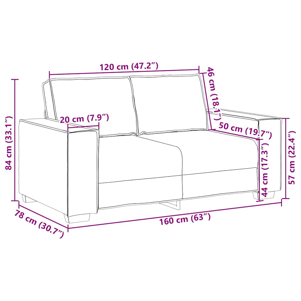 Canapé 2 places jaune 120 cm velours