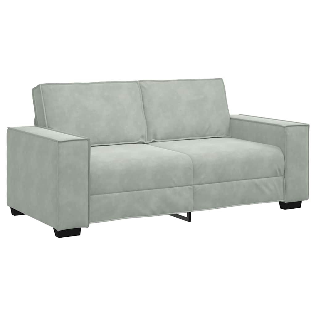 Canapé 2 places gris clair 140 cm velours
