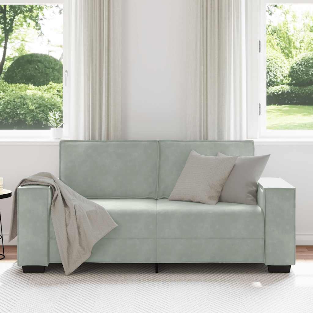 Canapé 2 places gris clair 140 cm velours