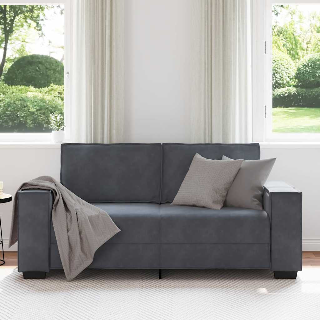 Canapé 2 places velours gris foncé 140 cm