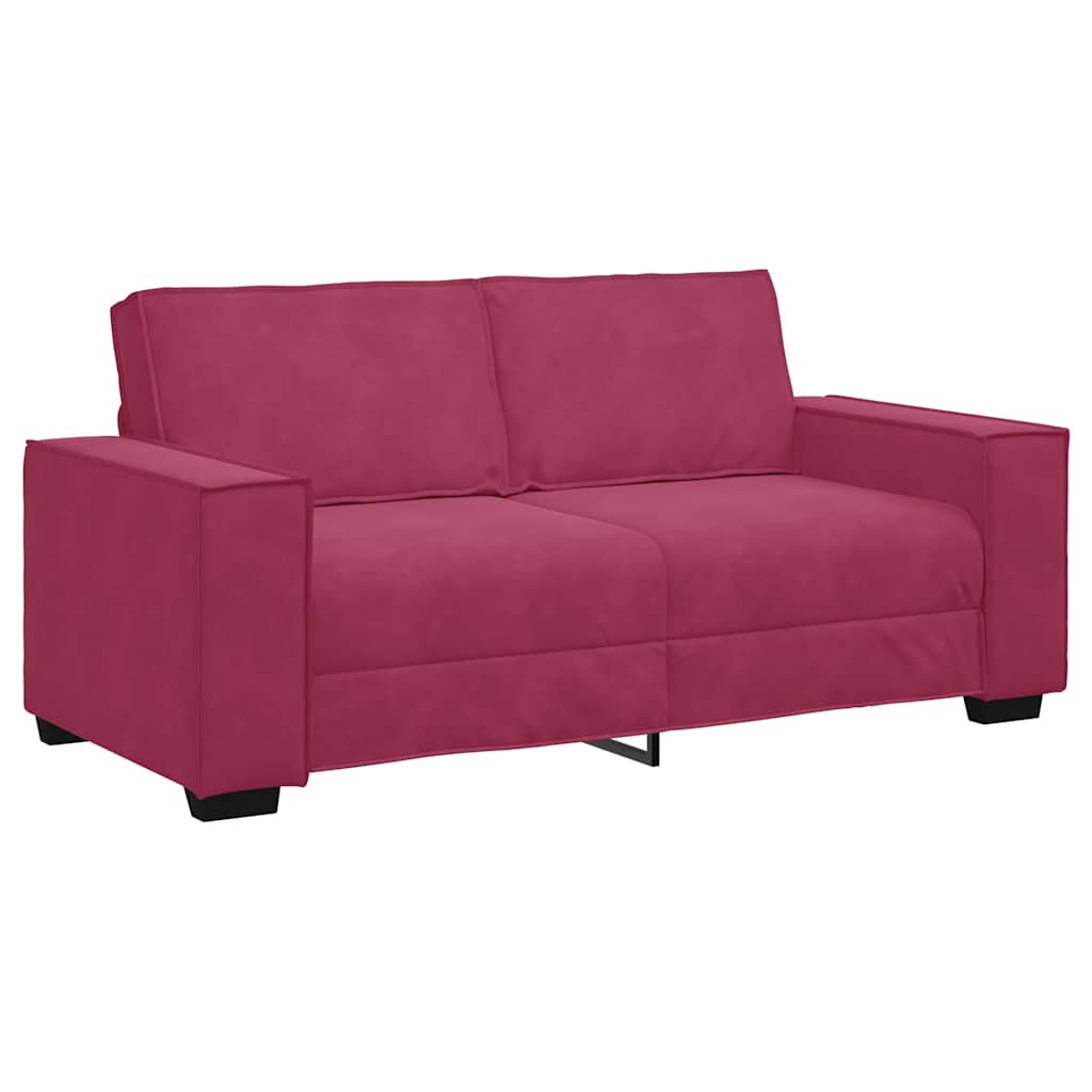 Canapé 2 places bordeaux 140 cm velours