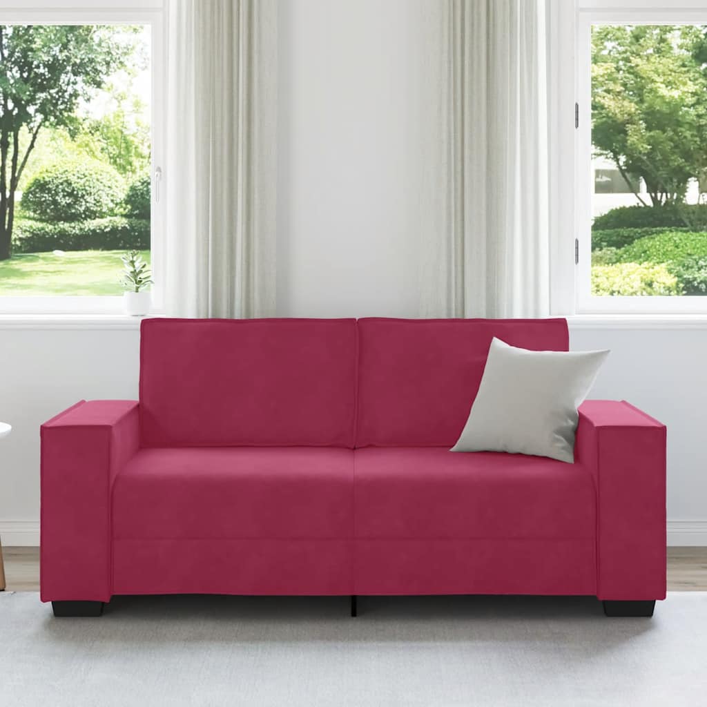 Canapé 2 places bordeaux 140 cm velours