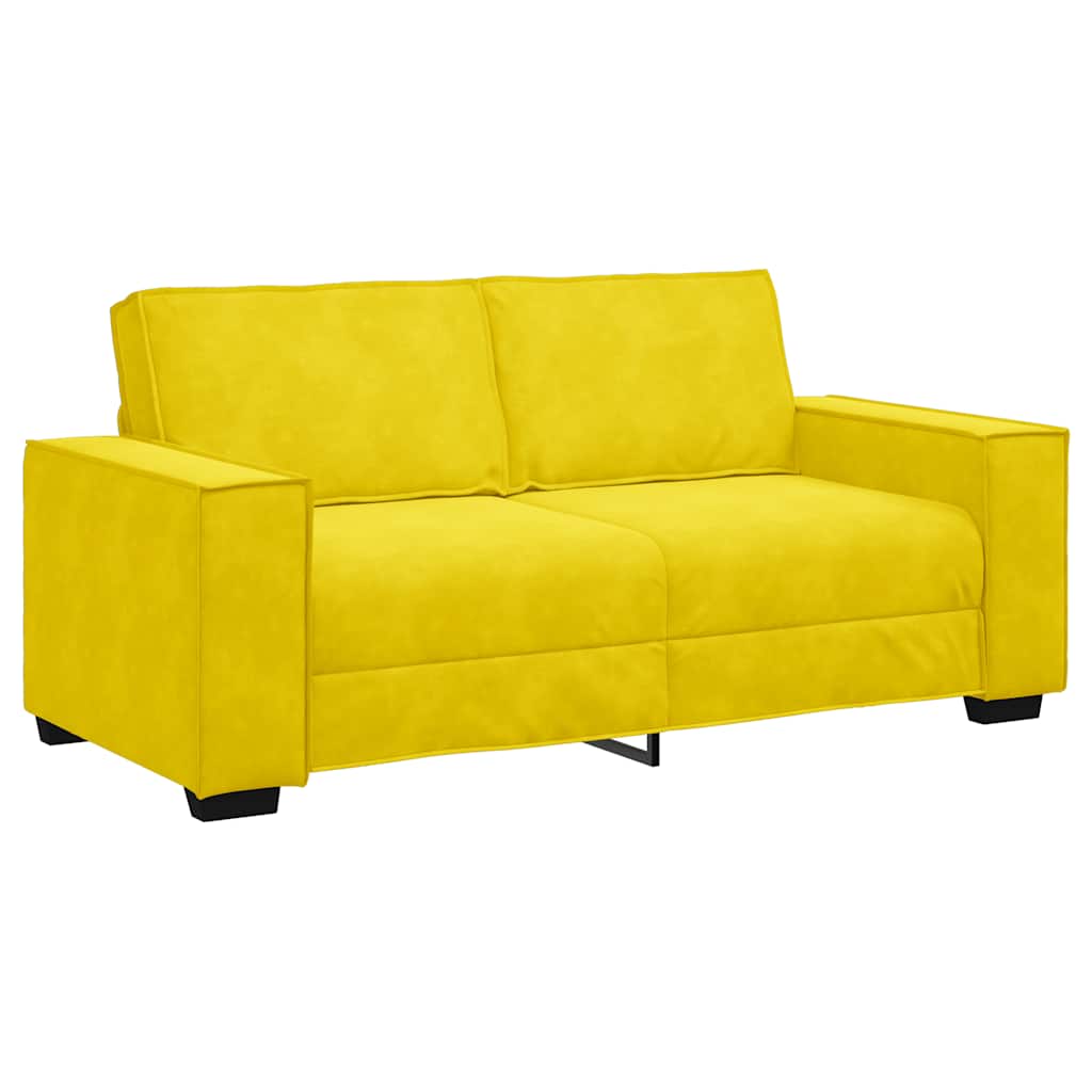 Canapé 2 places jaune 140 cm velours