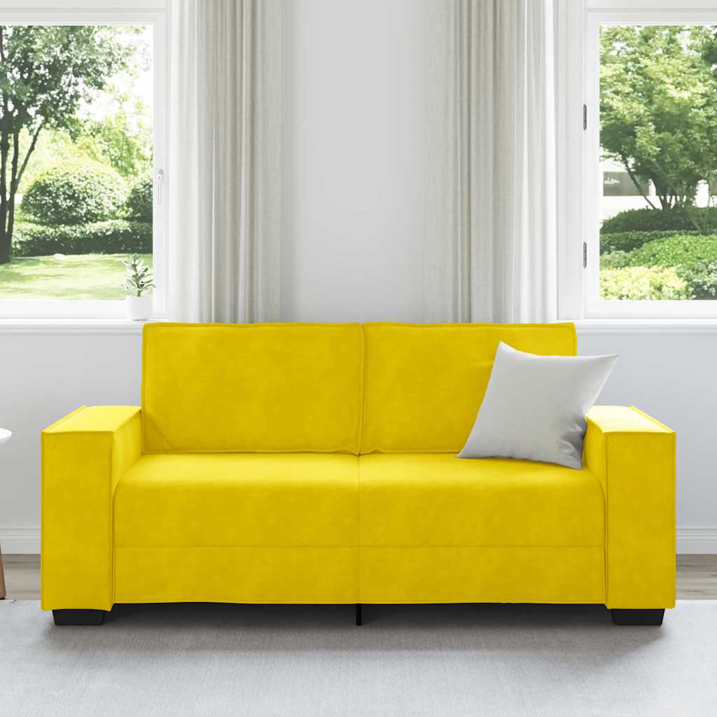 Canapé 2 places jaune 140 cm velours