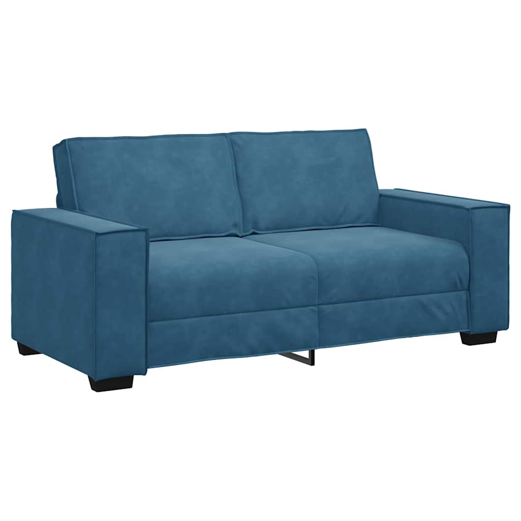 Canapé 2 places velours bleu 140 cm