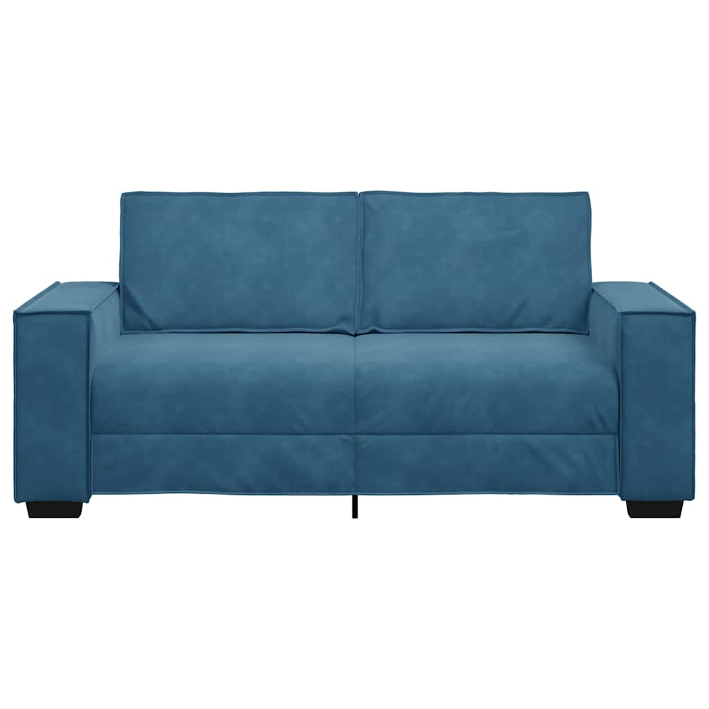 Canapé 2 places velours bleu 140 cm