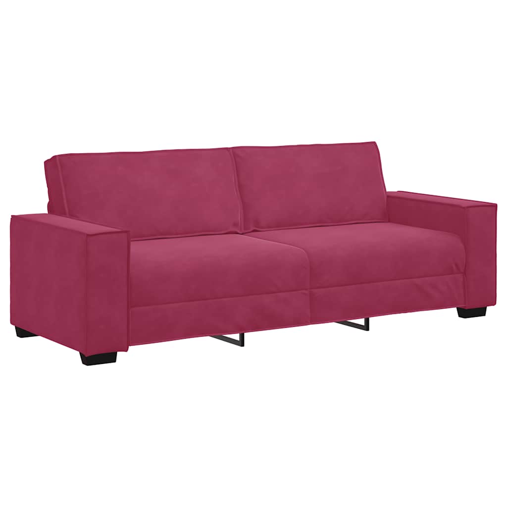 Canapé 3 places bordeaux 180 cm velours