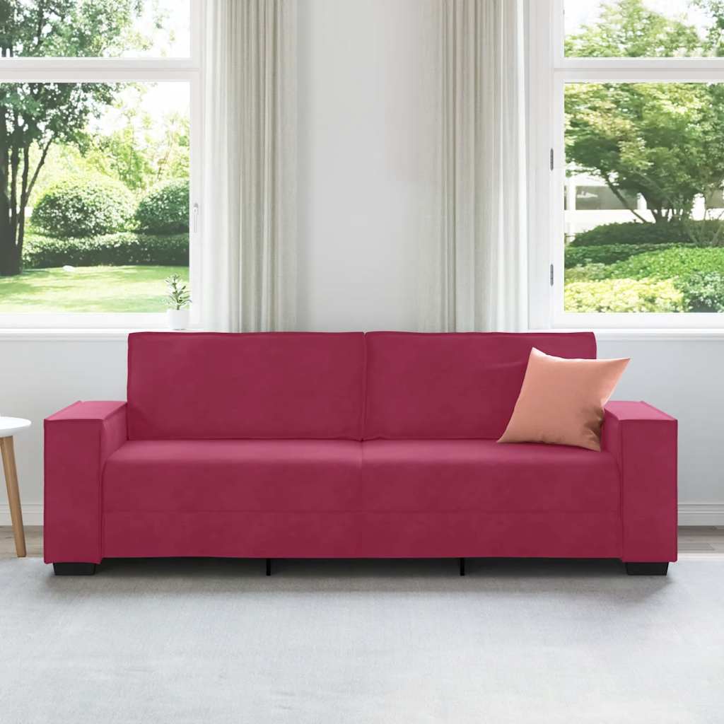 Canapé 3 places bordeaux 180 cm velours