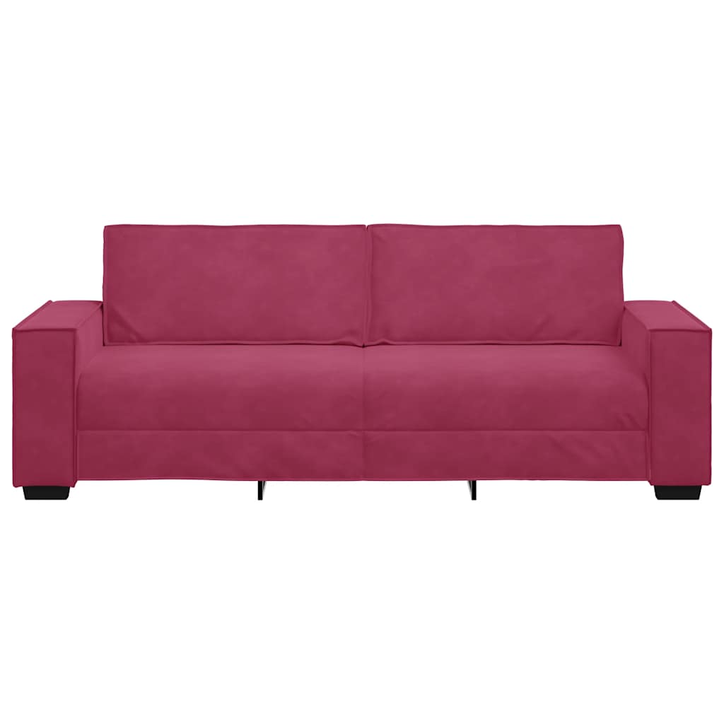 Canapé 3 places bordeaux 180 cm velours