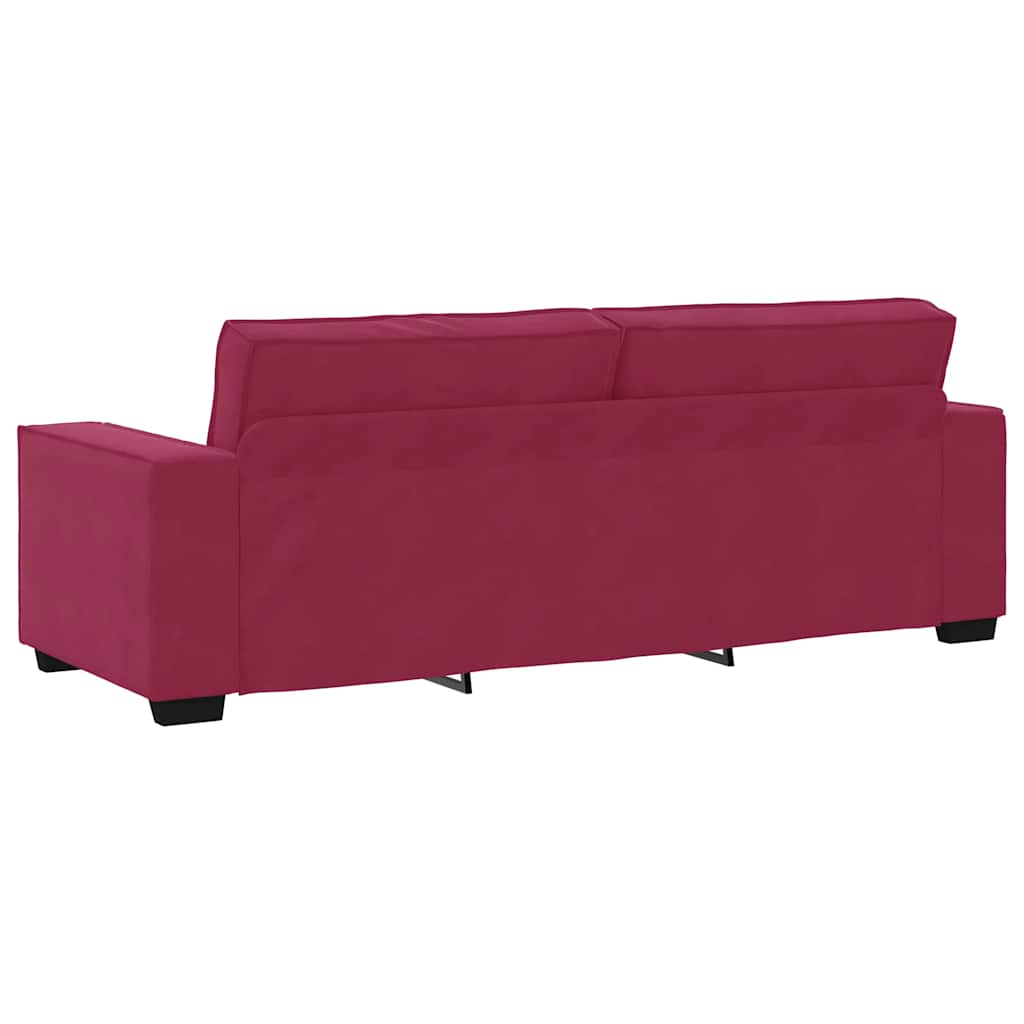 Canapé 3 places bordeaux 180 cm velours