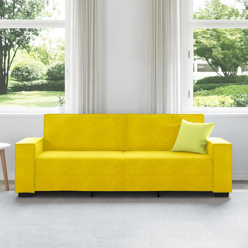 Canapé 3 places jaune 180 cm velours