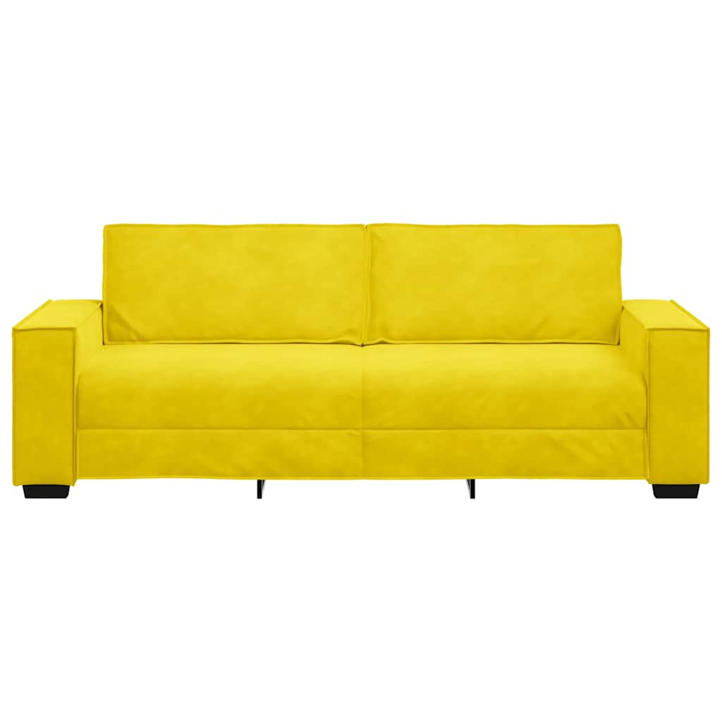 Canapé 3 places jaune 180 cm velours