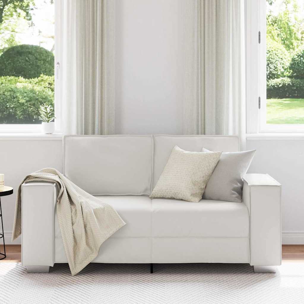 Loveseat Sofa 160 cm mit Kissen Weiß Kunstleder