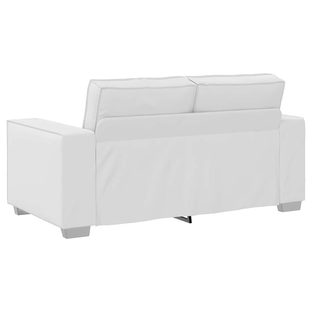 Loveseat Sofa 160 cm mit Kissen Weiß Kunstleder