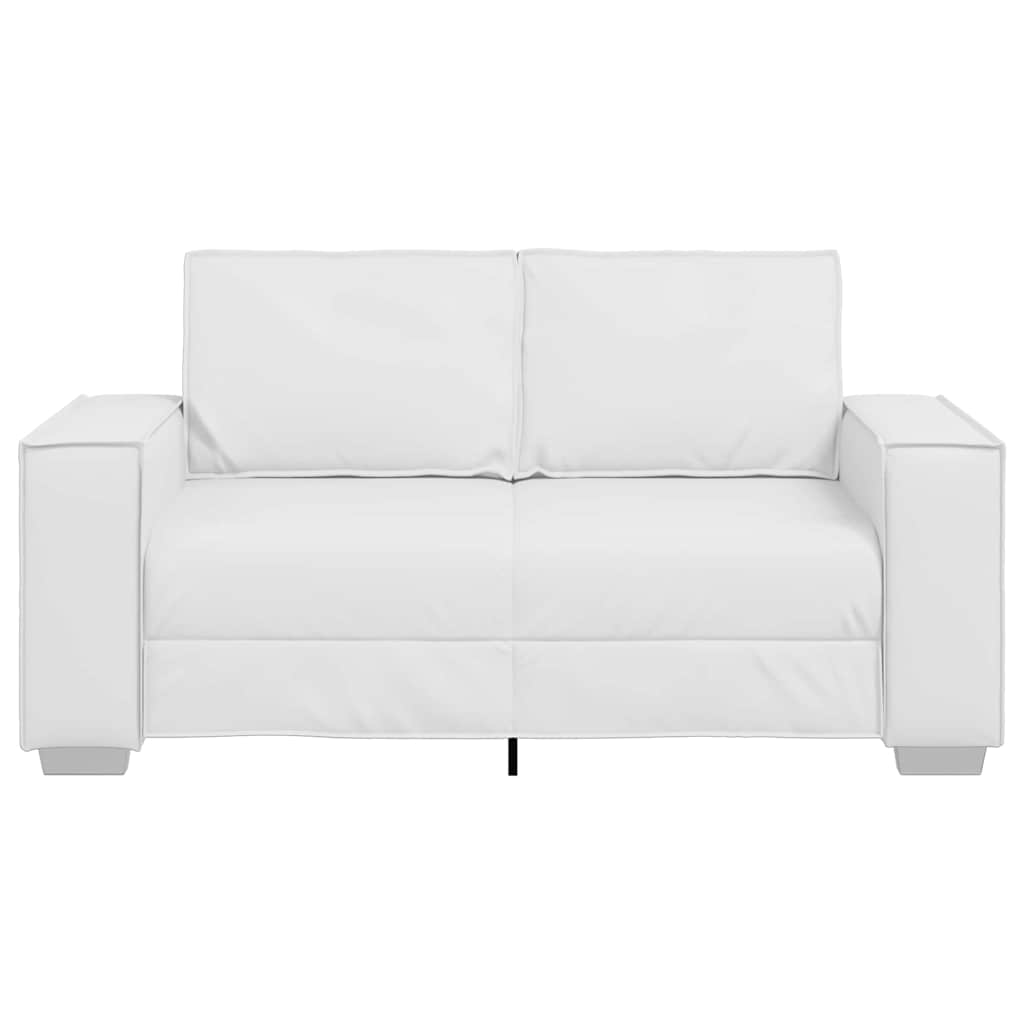 Loveseat Sofa 160 cm mit Kissen Weiß Kunstleder