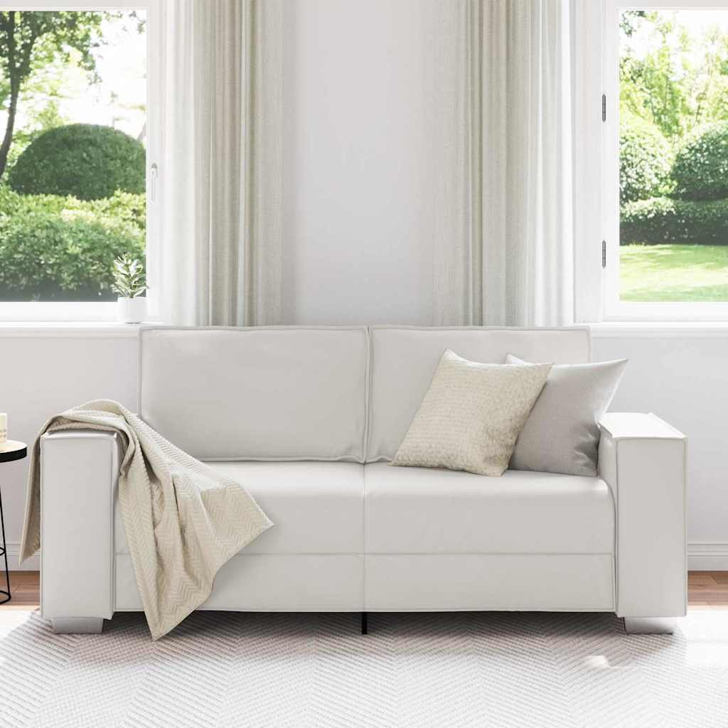 Liebesbank Sofa 140 cm mit Kissen Weiß Kunstleder