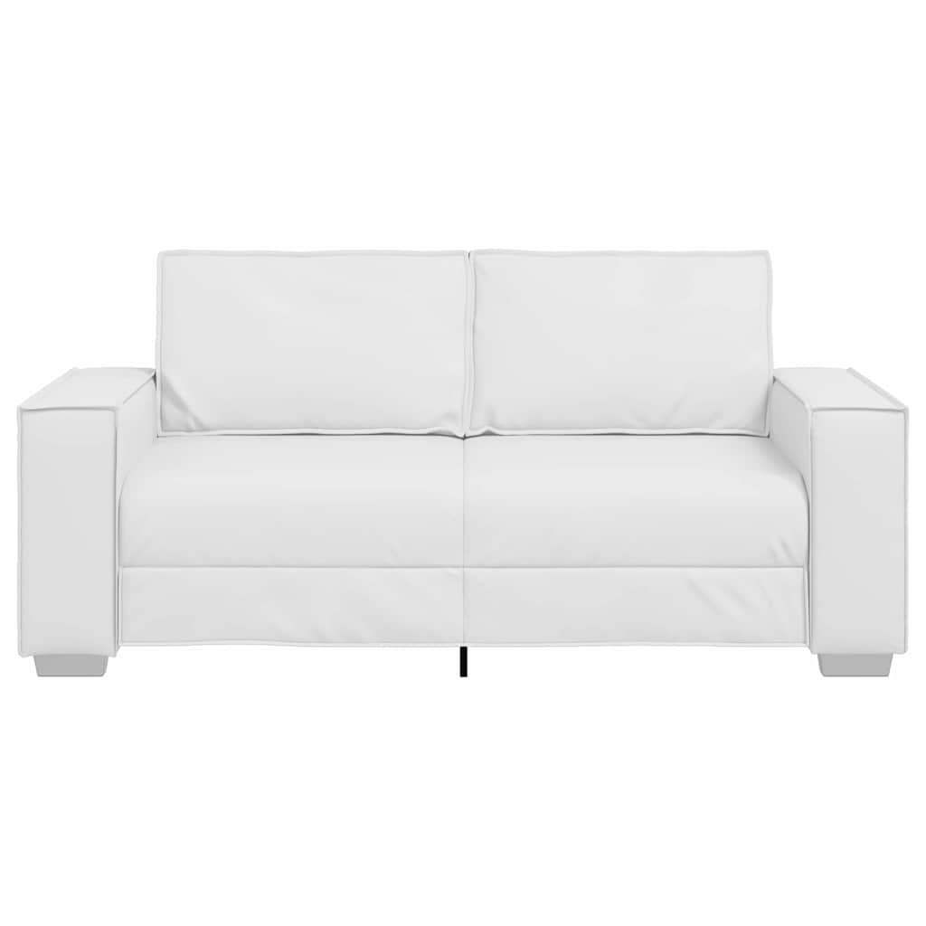 Liebesbank Sofa 140 cm mit Kissen Weiß Kunstleder