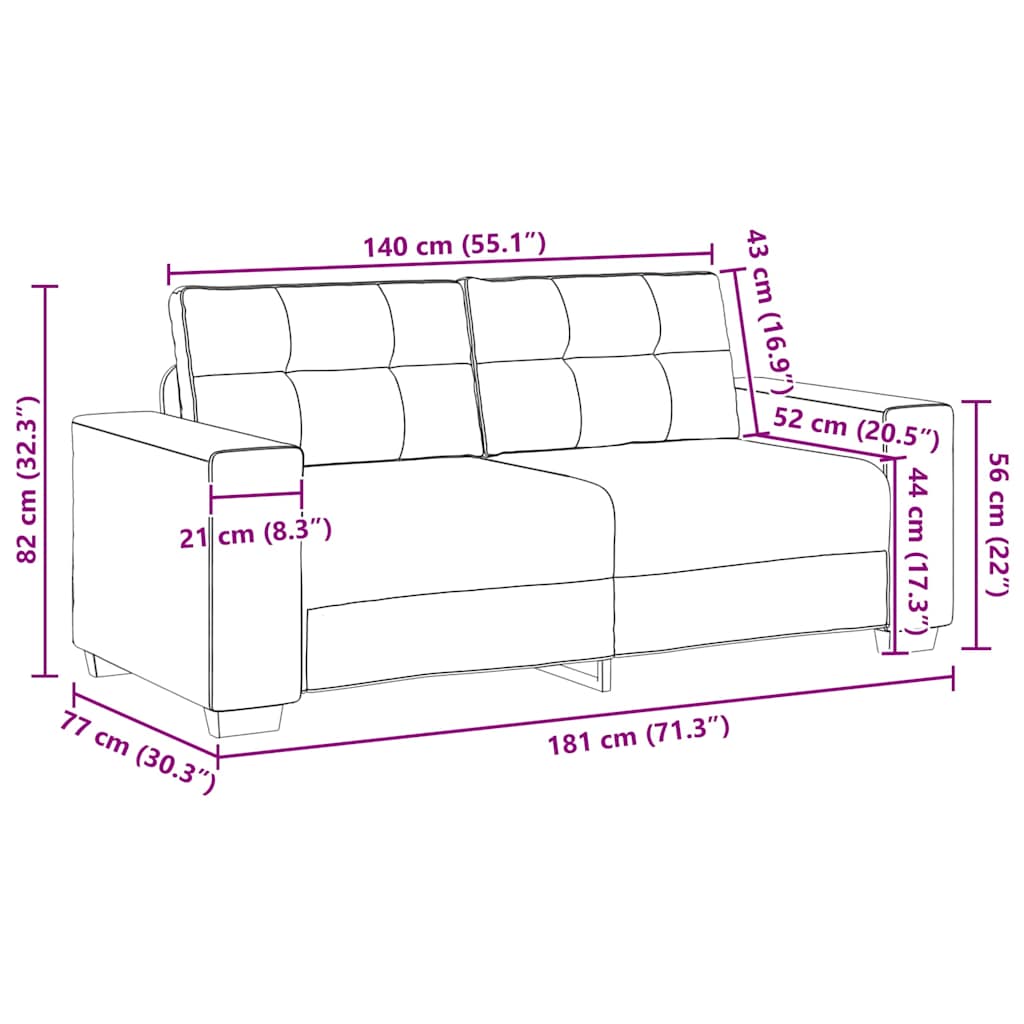 Canapé deux places gris foncé 140 cm tissu