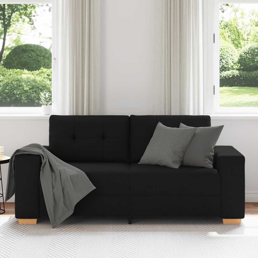 Canapé deux places en tissu noir 140 cm