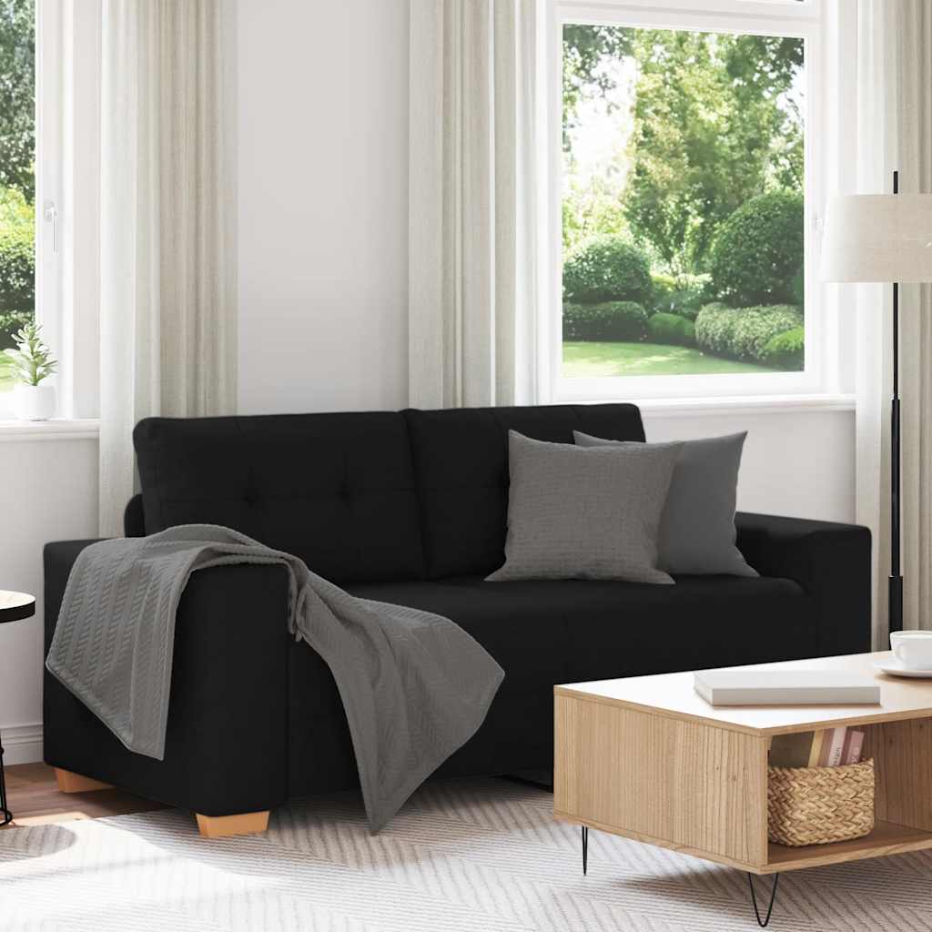 Canapé deux places en tissu noir 140 cm