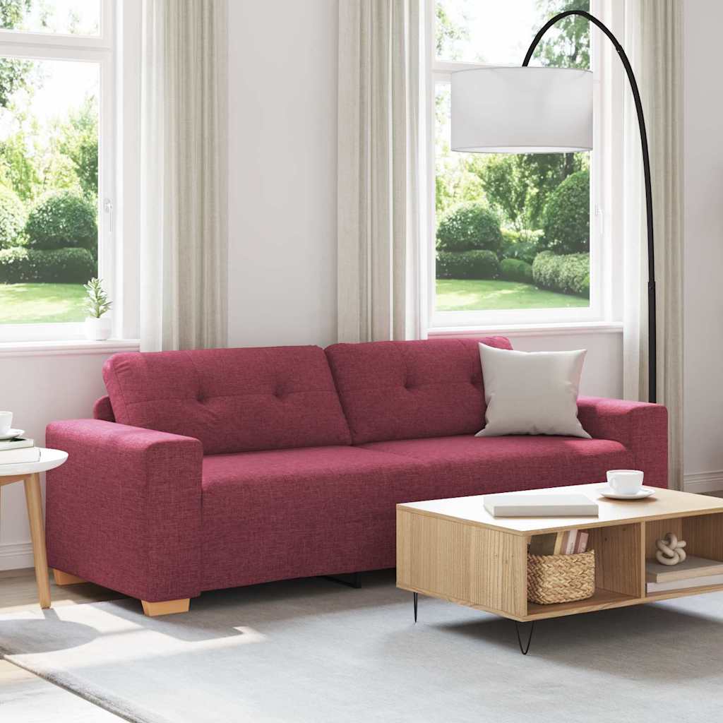 3-Sitzer Sofa mit Kissen Weinrot Stoff