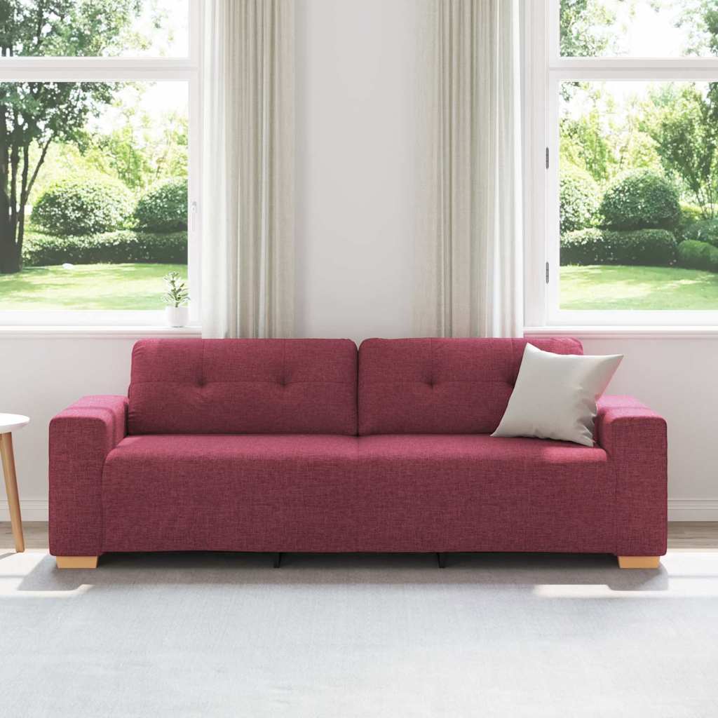 3-Sitzer Sofa mit Kissen Weinrot Stoff