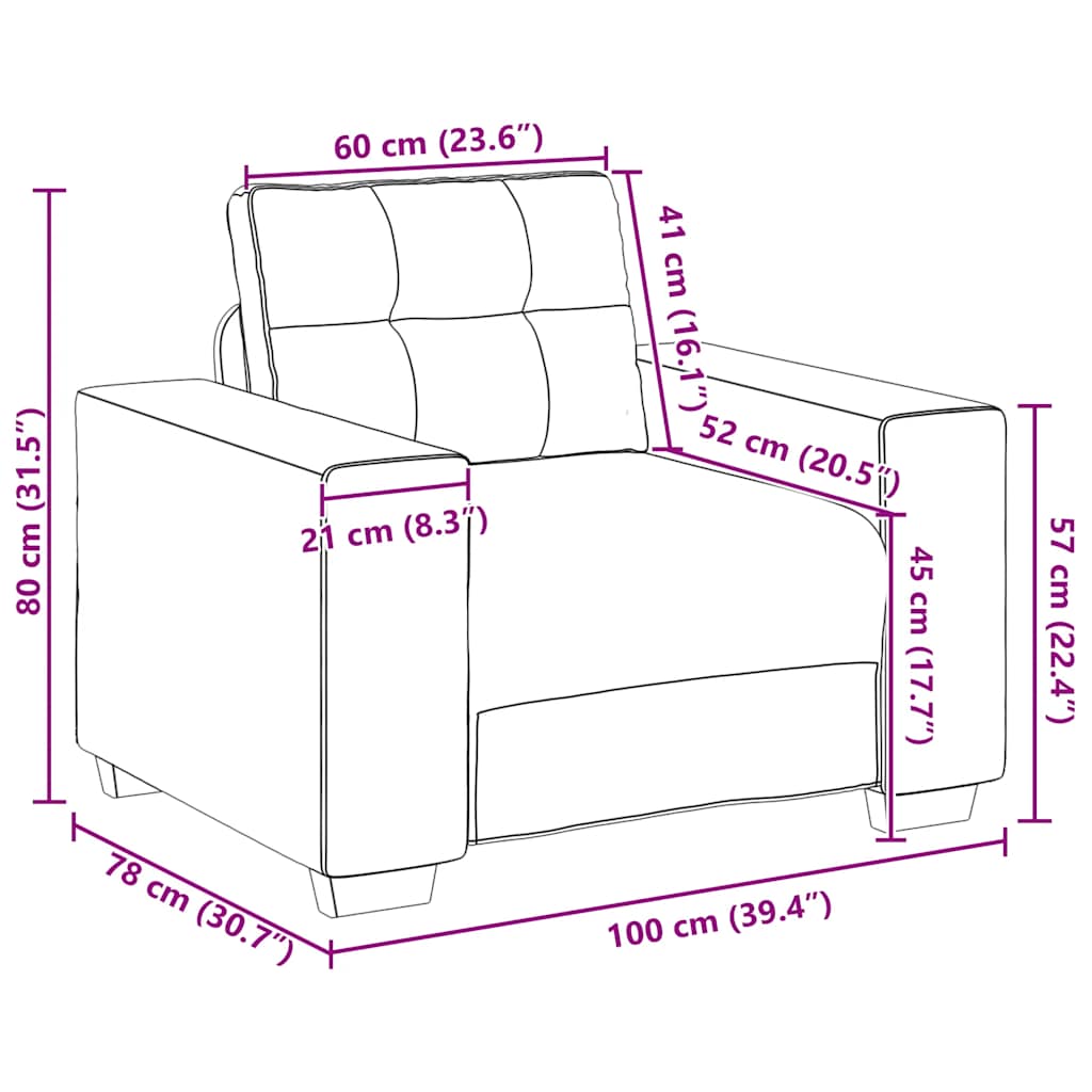 Sessel Hellgrau 60 cm Samt