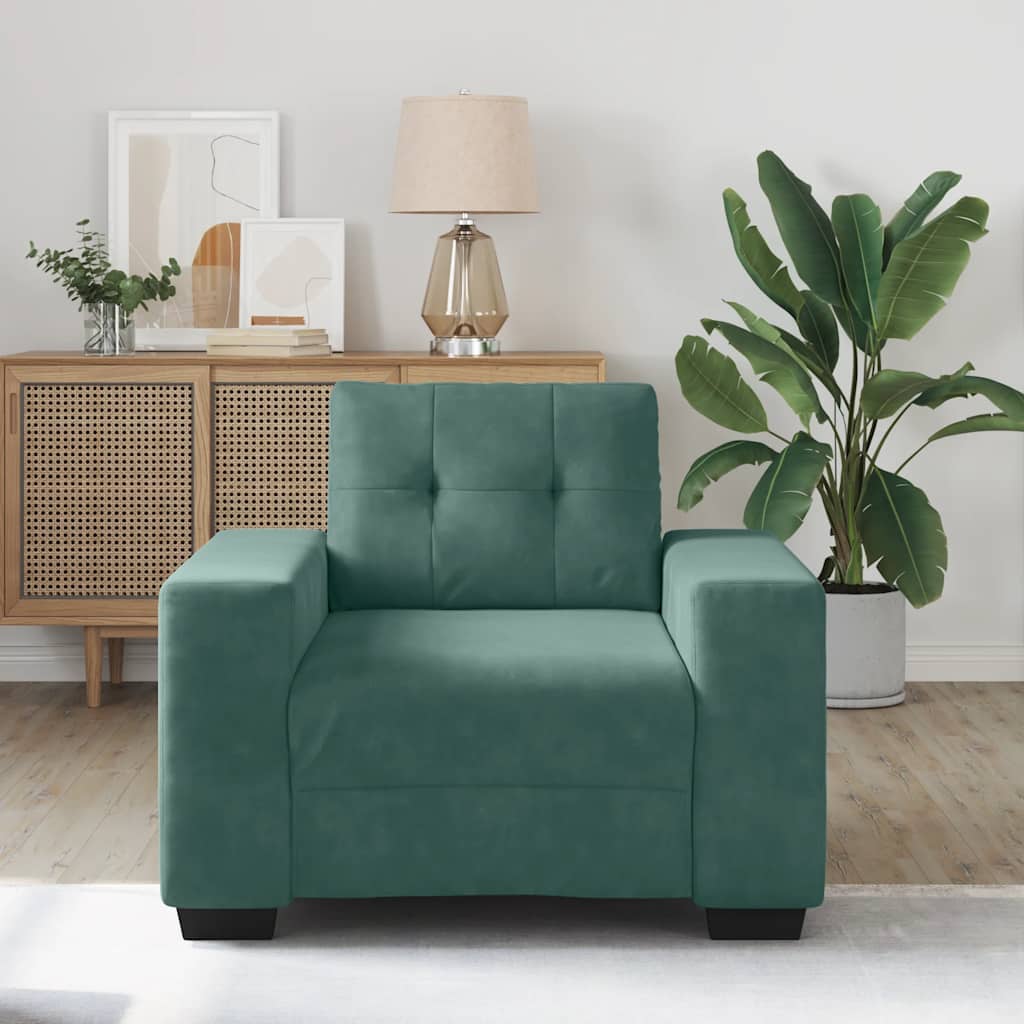 Fauteuil vert foncé 60 cm velours