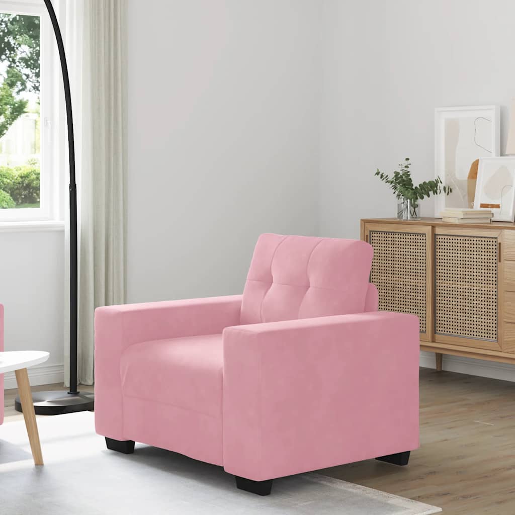 Fauteuil rose 60 cm velours